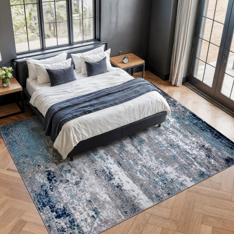 Tapis gris / bleu / blanc Willington, Rectangle 12 pi x 15 pi