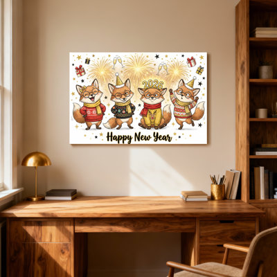Animals Foxes Celebrate New Year With Fireworks