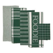 Rustic Forest Green Checkered 4 Piece Kitchen Towel Set
