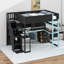 Lit mezzanine double Designs avec bureau et escalier de rangement, tablettes et panneau perforé-1080838237-1080838239
