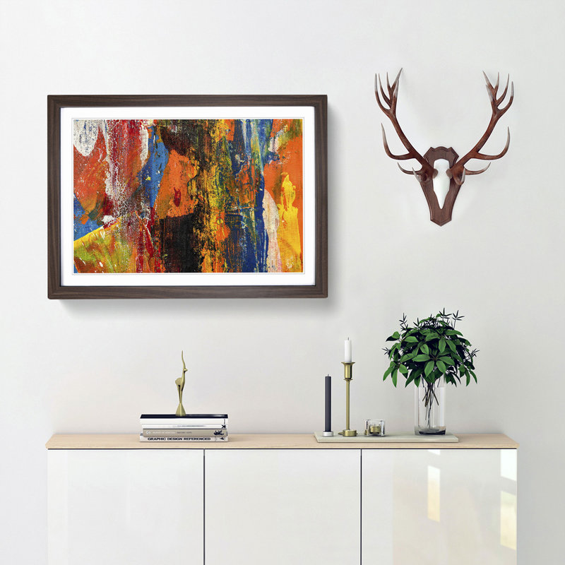 Abstract Art Painting Vol.10 by S.Johnson - Framed Print, 36cm H x 48cm W x 2cm D, Walnut Framed