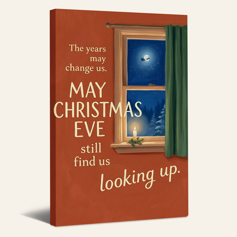 Eve Quote With Candle On Windowsill Christmas Canvas Wall Art, H 36 po x l 24 po