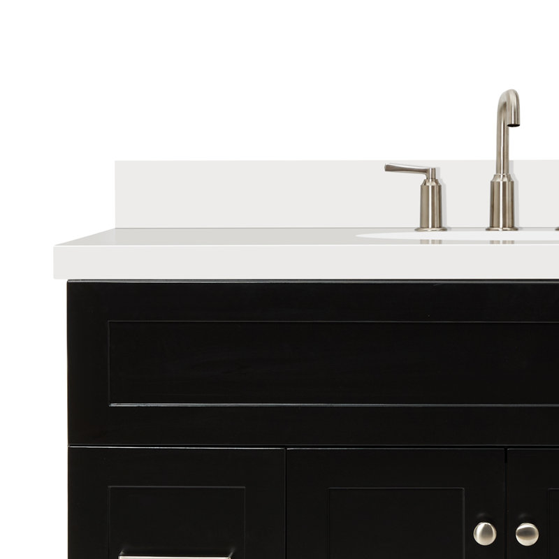 Abell 43'' Single Bathroom Vanity with White Quartz Top, Black