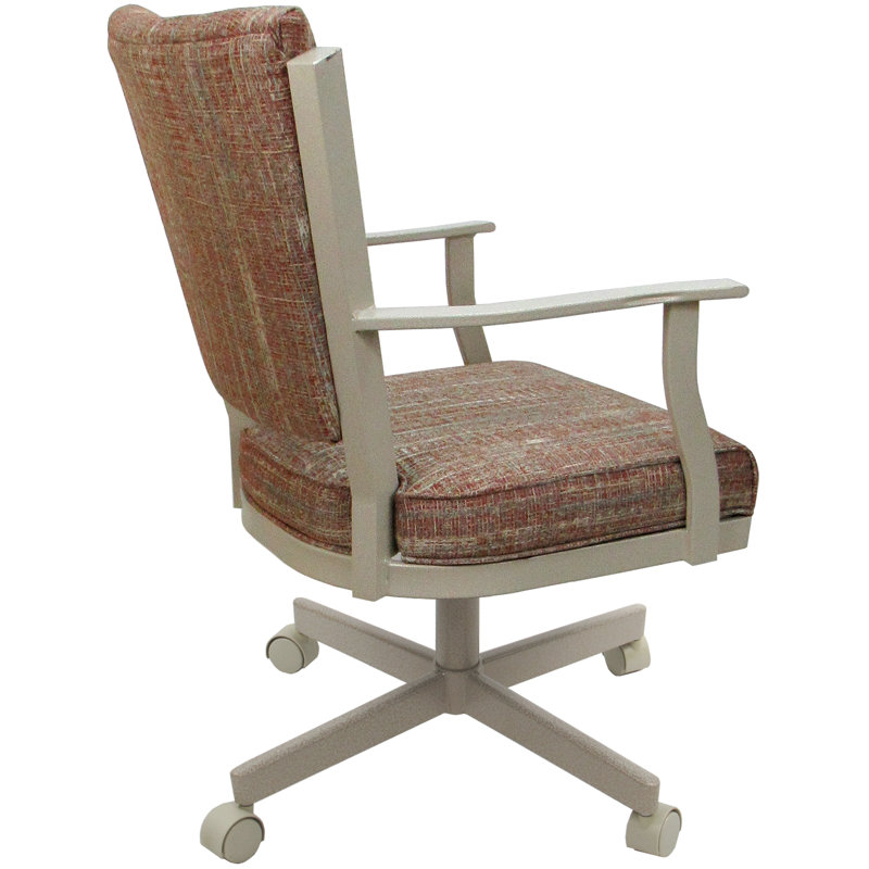 Danyael Metal Dining Caster Chair with Arms, Beige, Watusi Madder