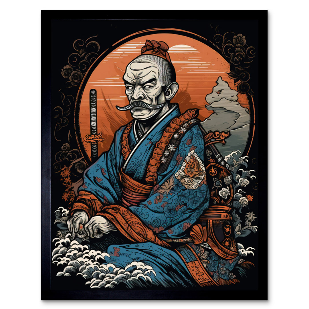 Minghui Samurai Master Old School USA Tattoo Ink Body Art Rockabilly Americana - Single Picture Frame Print