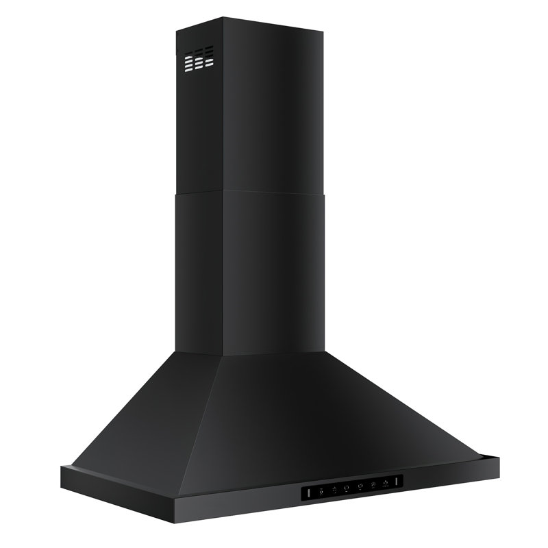  VIKIO 30" Wall mount Range Hood with 2 GU10 LED lights, 3-Speed, 500 CFM, Ultra-Quiet, Dishwasher-Safe Filters, Black, ETL Listed