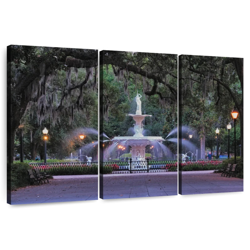 Fontaine du parc Sebbie Forsyth à Savannah, H 20 po x l 33 po
