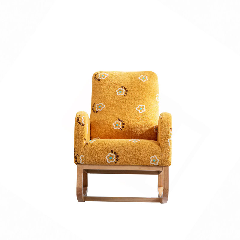 Rocking Chair, 26.8"W Modern Rocking Chair For Nursery, Mid Century Accent Rocker Armchair With Side Pocket, Upholstered High Back Wooden Rocking Chair For Living Room Baby Kids Room Bedroom