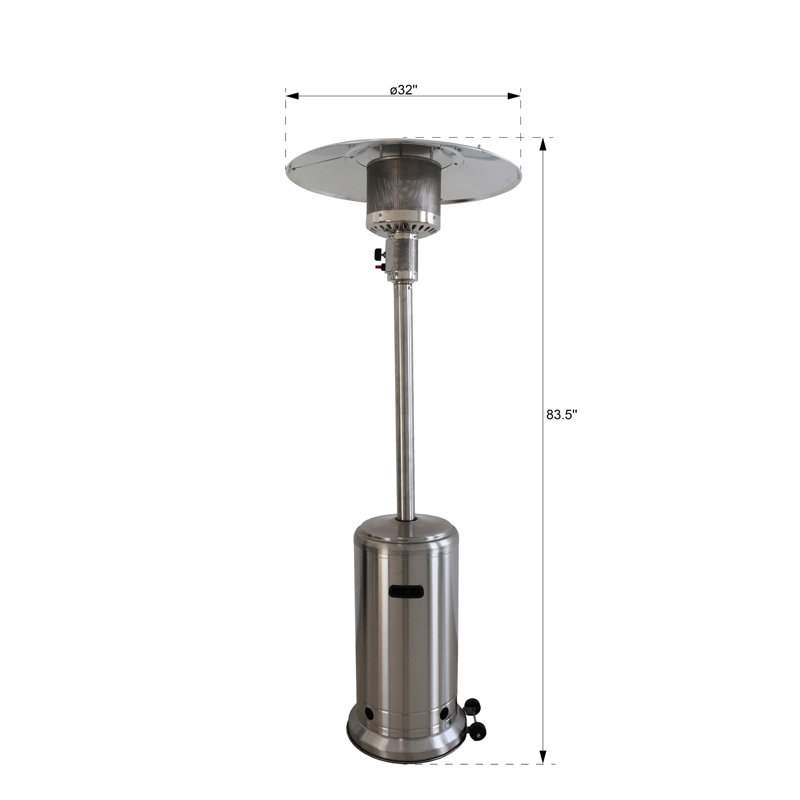 Chauffe-terrasse 46000 - Génère une chaleur suffisante, finition gris acier, paquet de 70 lb, installation de chauffage facile et fabrication en aluminium uniforme, hauteur de 83,5 po, propane de 20 lb