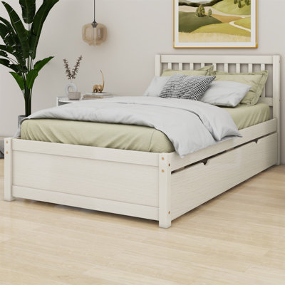 Trevarious Modern Design Wooden Twin Size Platform Bed Frame with Trundle -  Red Barrel StudioÂ®, 034EA4B844C5448D9749C5D8255D26D9