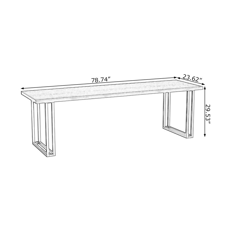 Bureau d'écriture rectangulaire en bois massif noir, H 29,53 po x l 78,74 po x P 23,62 po
