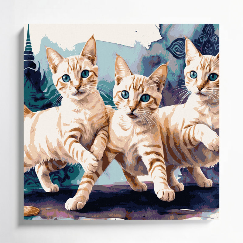 «Cats Mekong Bobtail», art mural sur toile beige, H 16 po x l 16 po