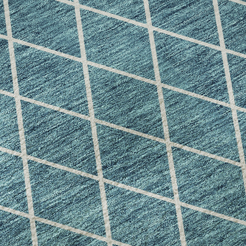 Premium Machine Washable Prisco Teal Rug, Round 8'