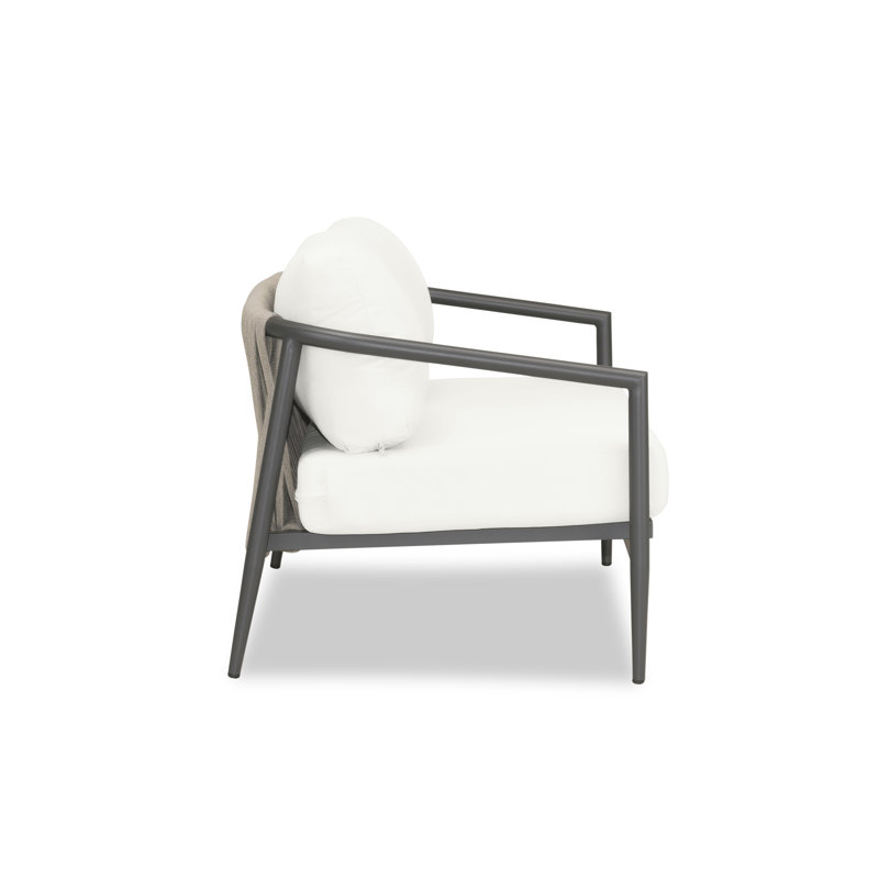 Delaine 56.5'' Wide Straight Powder Coated Aluminum Loveseat with Cushions, Canvas Natural Sunbrella® Canvas, Slate