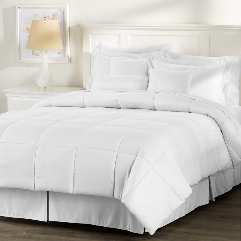 Ensemble d'édredon 7 pièces, Édredon simple + 5 pièces supplémentaires, Blanc