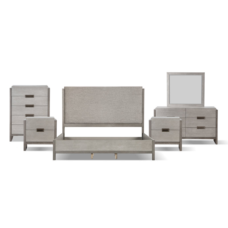 Ensemble de chambre à coucher Alderville, 6 Pieces:Bed,2Nightstands, Dresser, Chest, Mirror, Grand lit