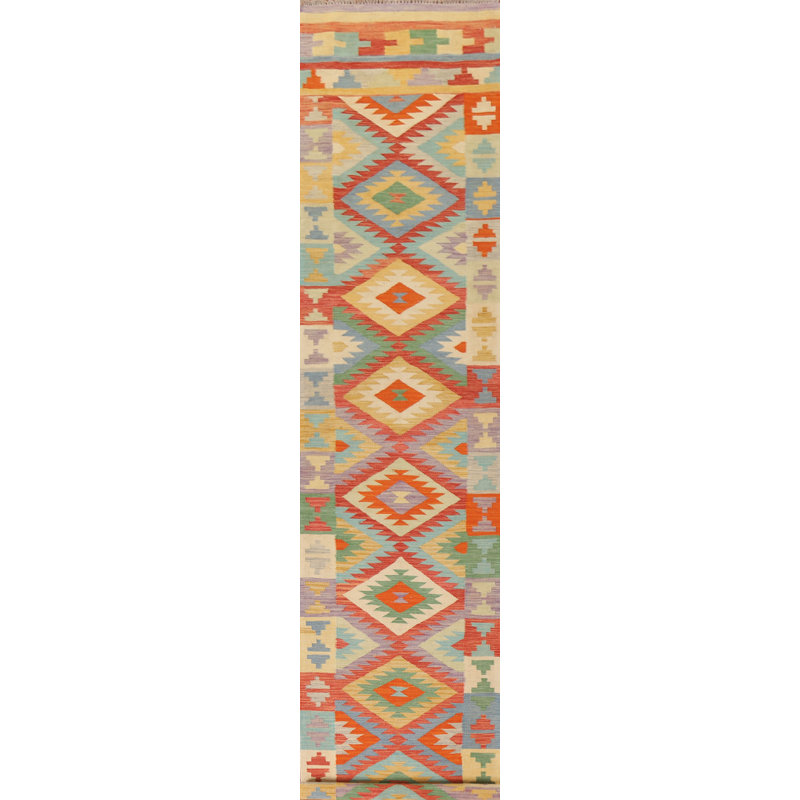 Tapis de couloir réversible coloré en laine 3 x 16