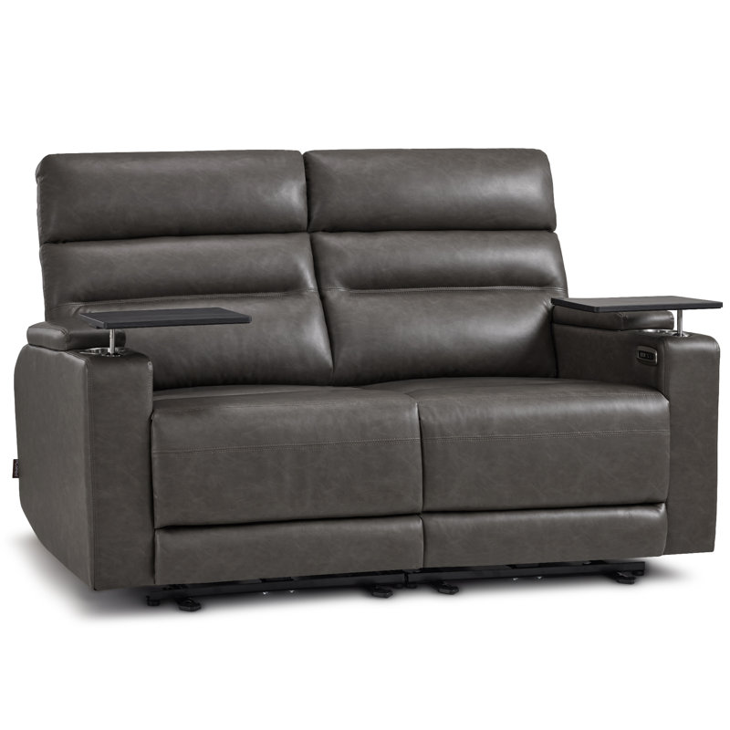 Causeuse inclinable électrique de 63 po de large avec USB et de type C pour petits espaces, causeuse pour véhicule récréatif avec table pivotante à 360 °