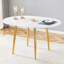 Table de salle à manger extensible ronde avec plateau en panneau de fibres à densité moyenne blanc et pieds en métal doré