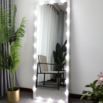Miroir pleine grandeur argenté éclairé: 63 po x 24 po, 22 ampoules DEL, 3 modes de couleur et luminosité, cadre en aluminium, pour meuble-lavabo de chambre à coucher argent 63 x 24 x 1 po, niveaux de luminosité, aluminium, habillage