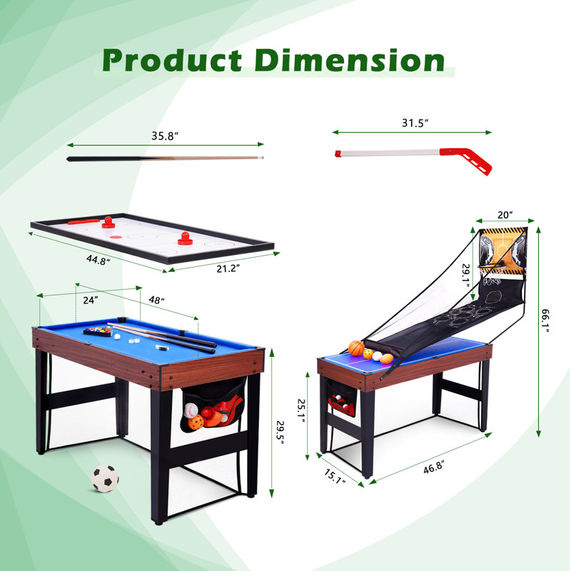 48'' L 9 Game Multi Game Table