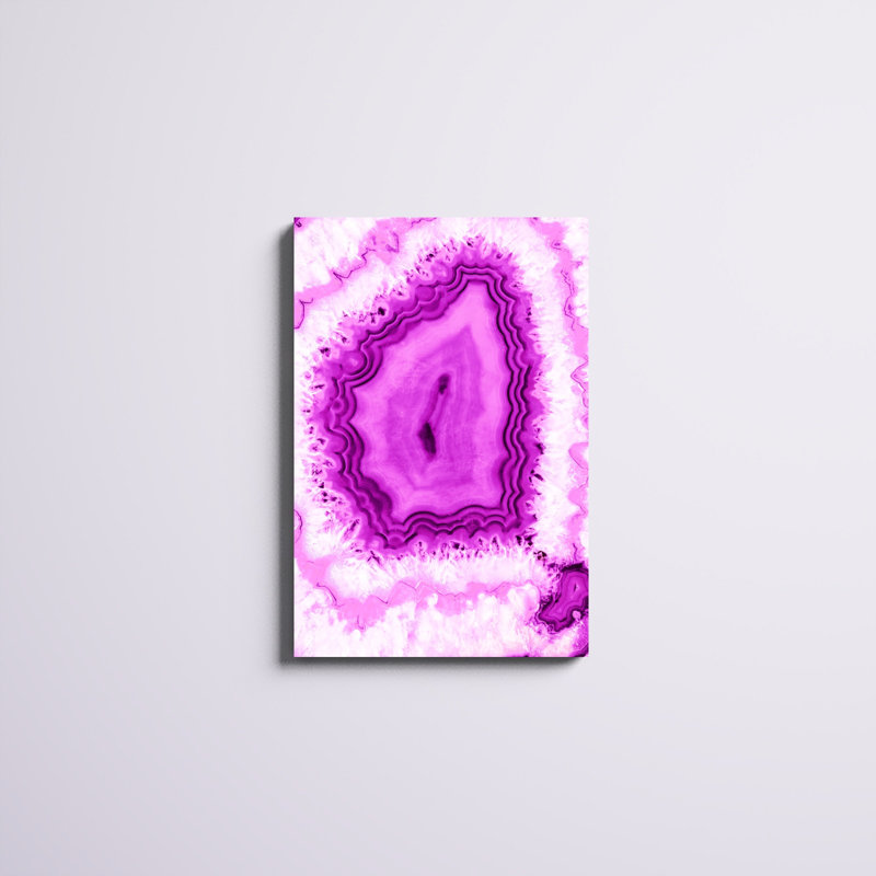 Géode rose - peinture sur toile tendue, H 30 po x l 20 po