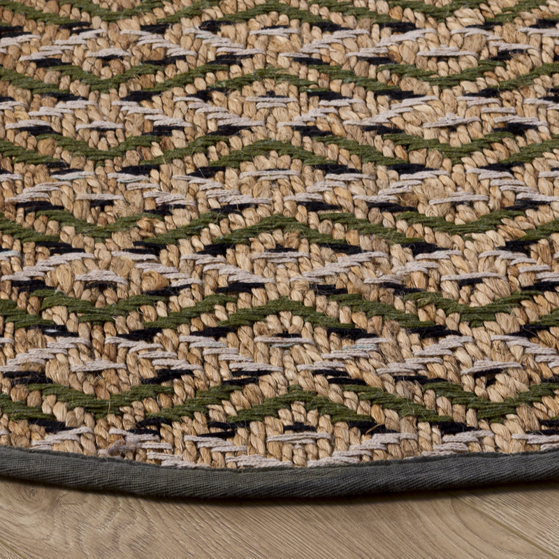 Natural Fiber 661 Flatweave 80% Jute; 20% Cotton Geometric Rug, Round 7'