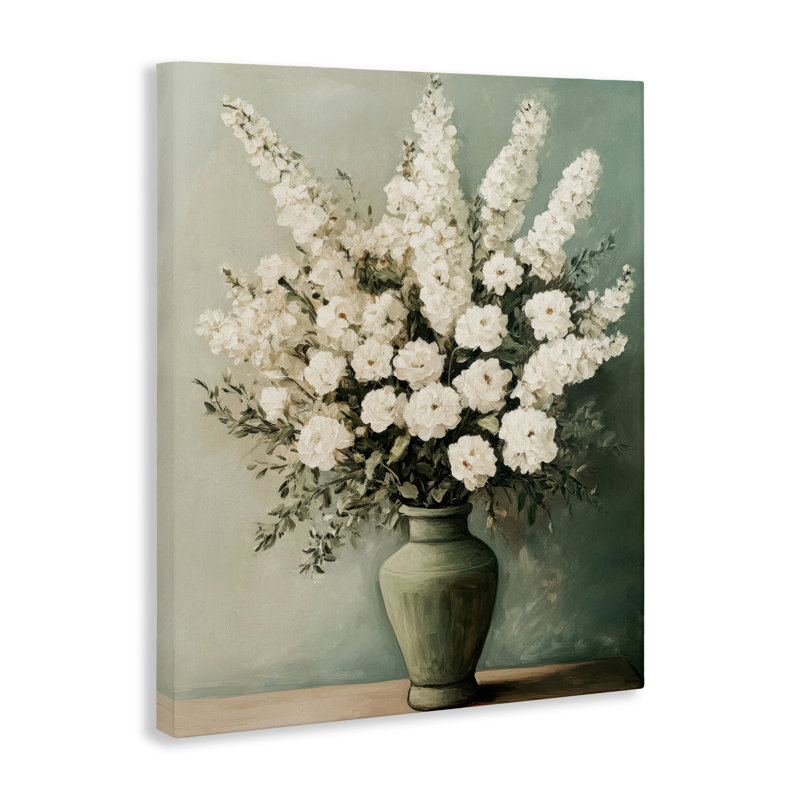Fleurs dans un vase vert, design par Petal Prints Design, H 20 po x l 16 po