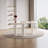 Abishan 65.98" Irregular Dining Table Modern Cream White Indoor Kitchen Table with three Legs ,Modern Executive Desk,Work Desk