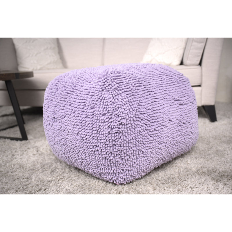 Pouf carré en microfibre Lavender Spongy, Lavande