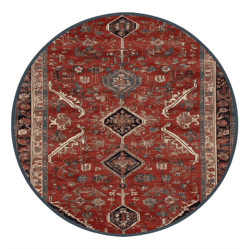 Tapis brun lavable à la machine, Rond 8 pi