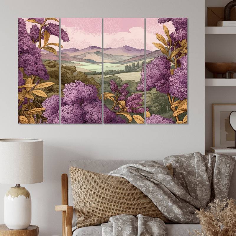 Ensemble de 4 décorations murales lilas mauves I