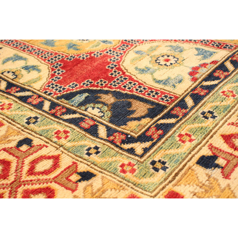 Tapis décoratif beige en laine noué à la main de conception unique 9 pi 2 po x 12 pi 4 po noué à la main New Age