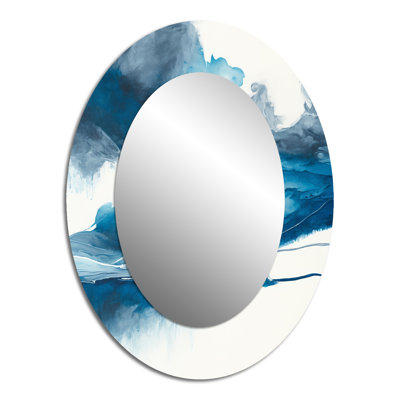 Through The Sapphire Blue Clouds V - Large Oval Wall Mirror On Metal
