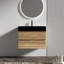 Meuble-lavabo mural flottant, 30 pi avec lavabo en quartz d'ingénierie en chêne, tiroirs noirs doux, esthétique Mid-Century, laque à base d'eau E0-402431684-402431738