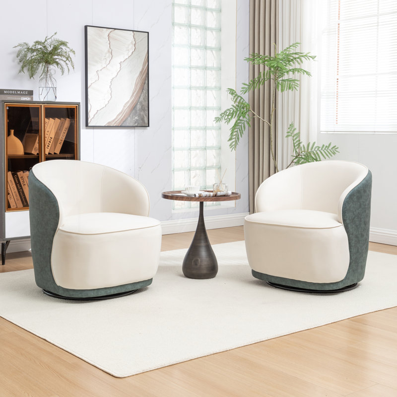 Fauteuil demi-tonneau pivotant en velours Stith, Velours bleu marine
