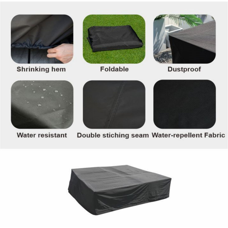 Outdoor Patio Sectional Furniture Cover, 27.56" H x 106.3" W x 106.3" D, Black