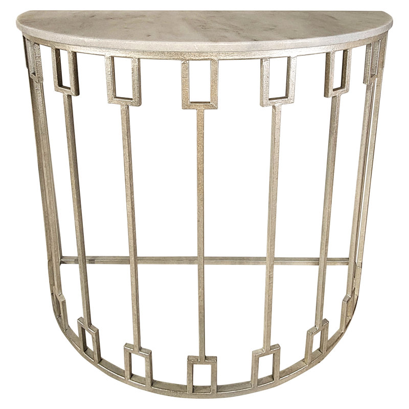 Console Table, Oyster White, Carrera Marble