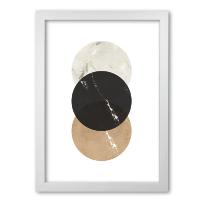 Gold, Beige And Black Marble Abstract Circles - Print