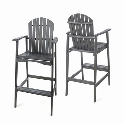 Tabourets de bar d'extérieur en bois d'acacia Adirondack, gris foncé