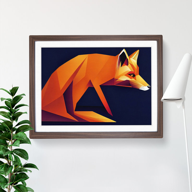 Great Abstract Fox - Print, 46cm H x 64cm W, Walnut