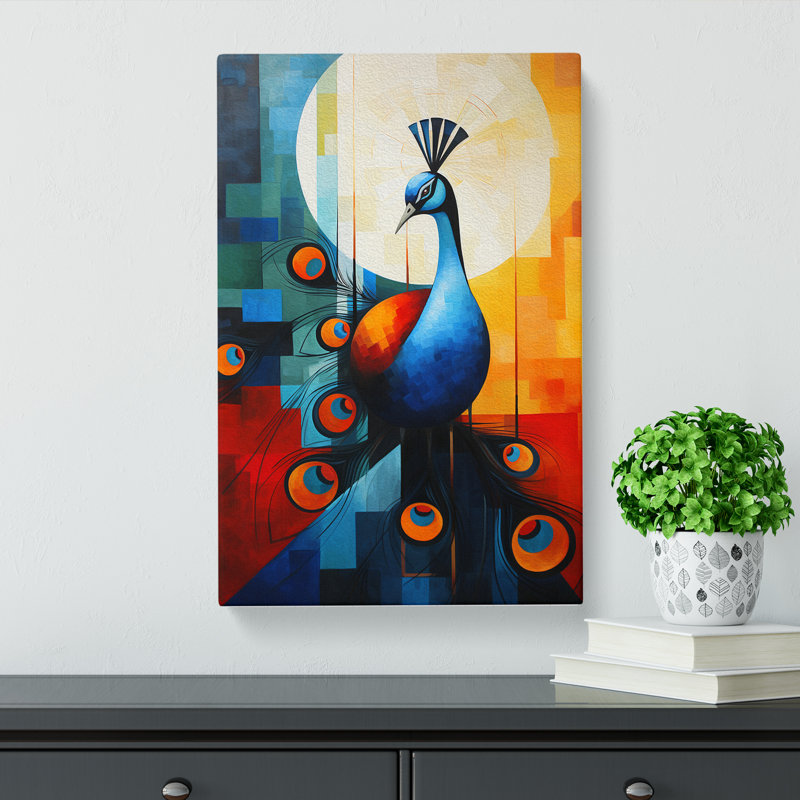 Peacock Constructivism - Wrapped Canvas, 50cm H x 35cm W x 3cm D