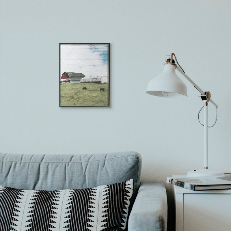 «Farm Landscape», peinture, Giclée encadrée noir minuit, H 14 po x l 11 po x P 1,5 po