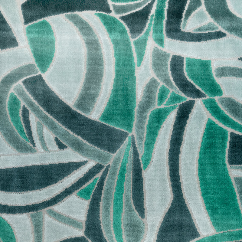 Brubeck Abstract Cut Velvet Upholstery Fabric, Fiddlefern