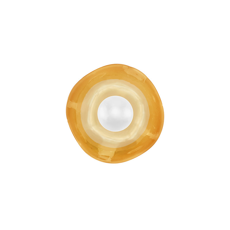 Embark LED Flush Mounted Sconce, White Lacquer, Amber