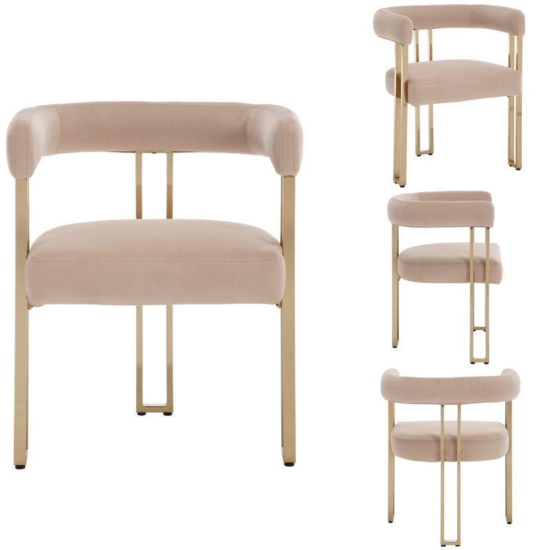 Chaises de salle à manger Barrel, Velours kaki