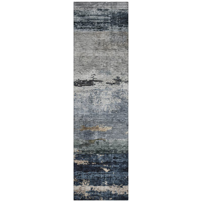 Shafira Blue Washable Indoor-Outdoor Rug - 