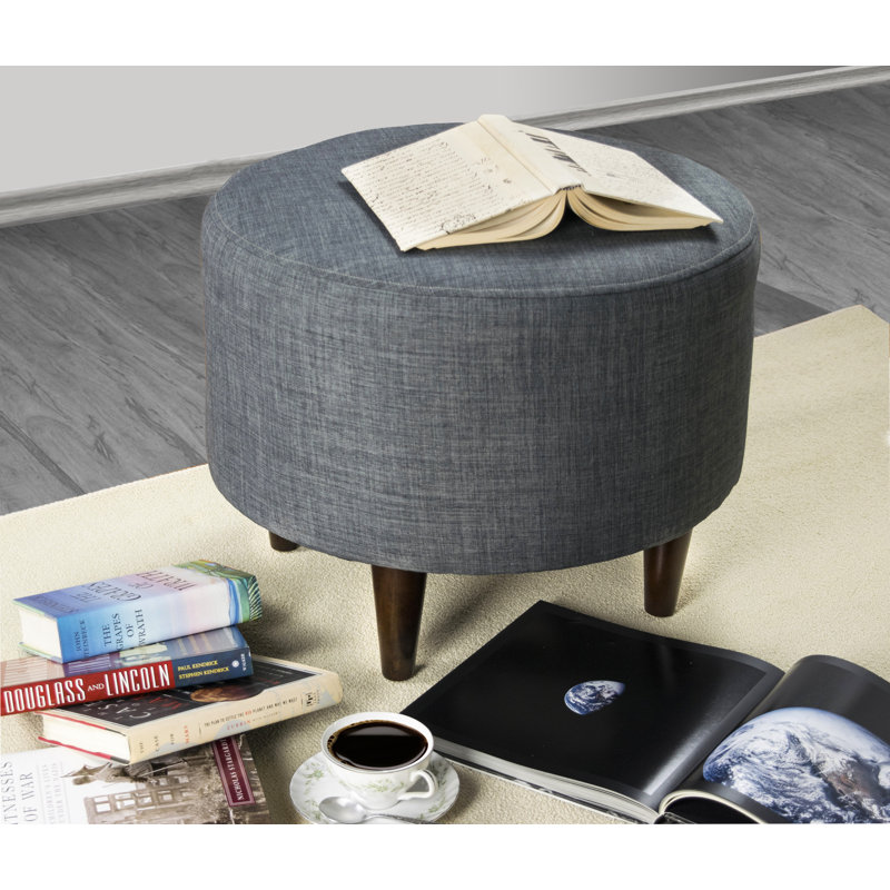Partone Upholstered Ottoman, Charcoal Polyester Blend
