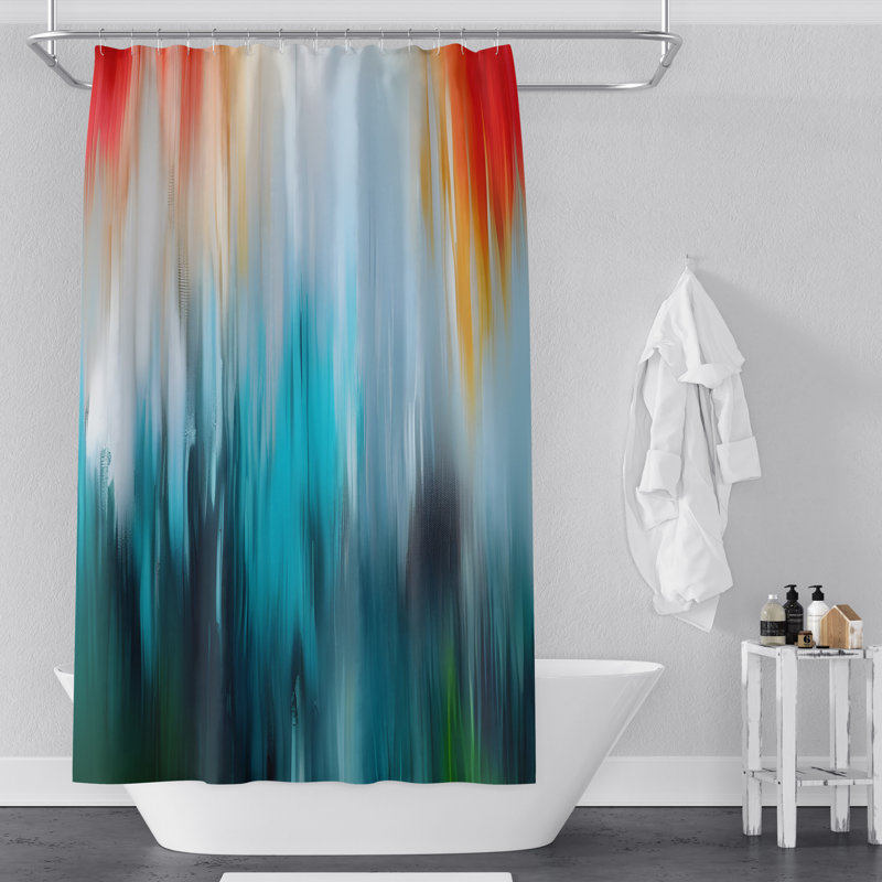 Rideau de douche simple airrion, H 72 po x l 70 po, Bleu / gris