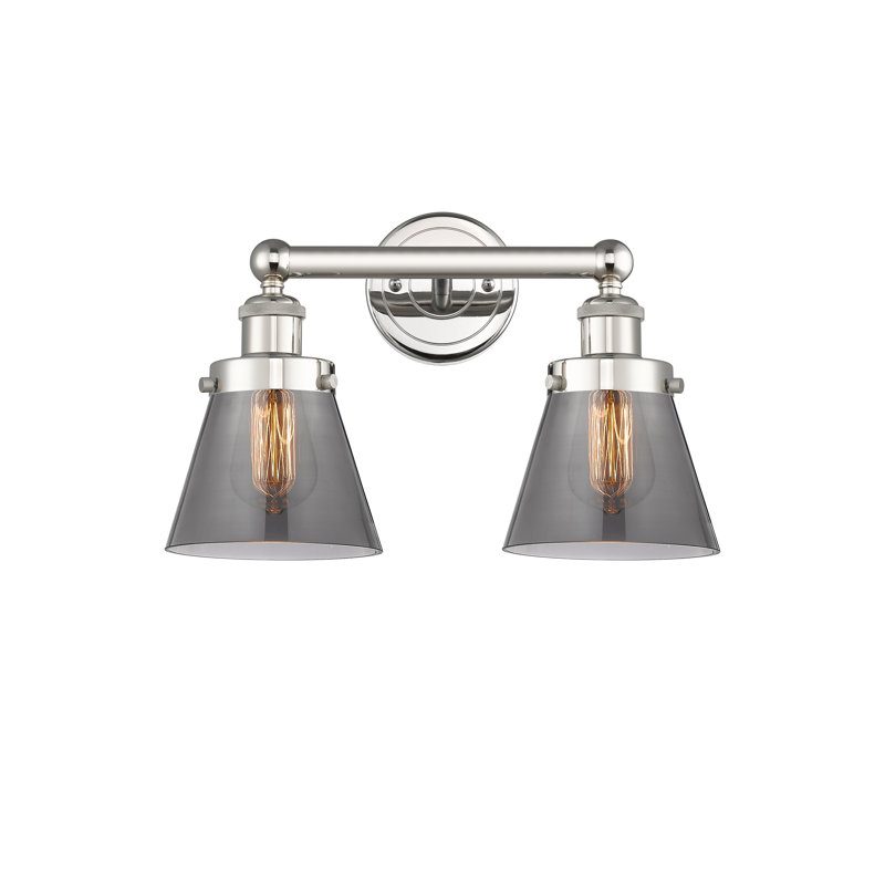 Éclairage pour meuble-lavabo à 2 lumières à intensité variable Cornville, Plaqué couleur fumée, Nickel poli